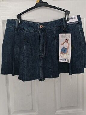REWASH Denim Pleated Skort
